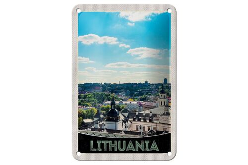 Blechschild Reise 12x18cm Aussicht auf Litauen Urlaub Stadttour Schild
