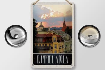 Panneau de voyage en étain 12x18cm, panneau de peinture de bâtiment médiéval de lituanie 2