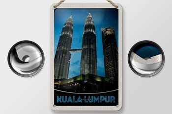 Signe de voyage en étain, 12x18cm, signe de gratte-ciel de Kuala Lumpur, malaisie 2