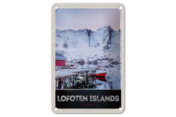 Panneau de voyage en étain, 12x18cm, île Lofoten, norvège, signe de neige d'hiver 1