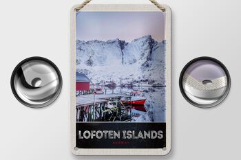 Panneau de voyage en étain, 12x18cm, île Lofoten, norvège, signe de neige d'hiver 2
