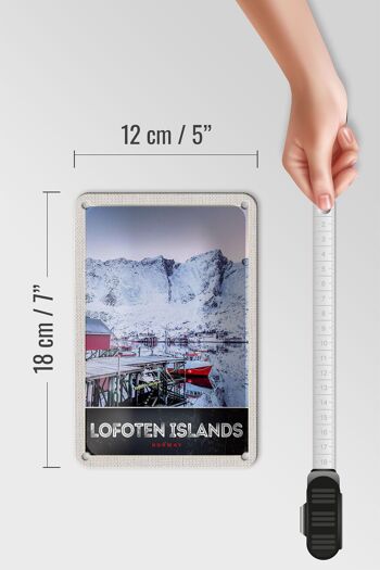 Panneau de voyage en étain, 12x18cm, île Lofoten, norvège, signe de neige d'hiver 5