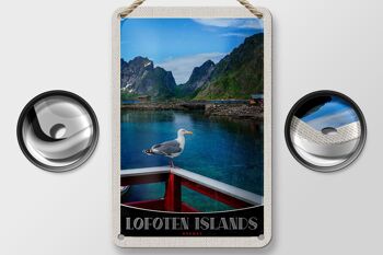 Panneau de voyage en étain 12x18cm, panneau de maison de rivière de l'île Lofoten en norvège 2