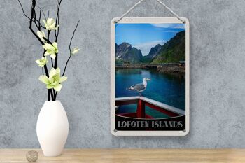 Panneau de voyage en étain 12x18cm, panneau de maison de rivière de l'île Lofoten en norvège 4
