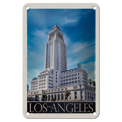 Targa in metallo da viaggio 12x18 cm Los Angeles USA America High-Rise Sign