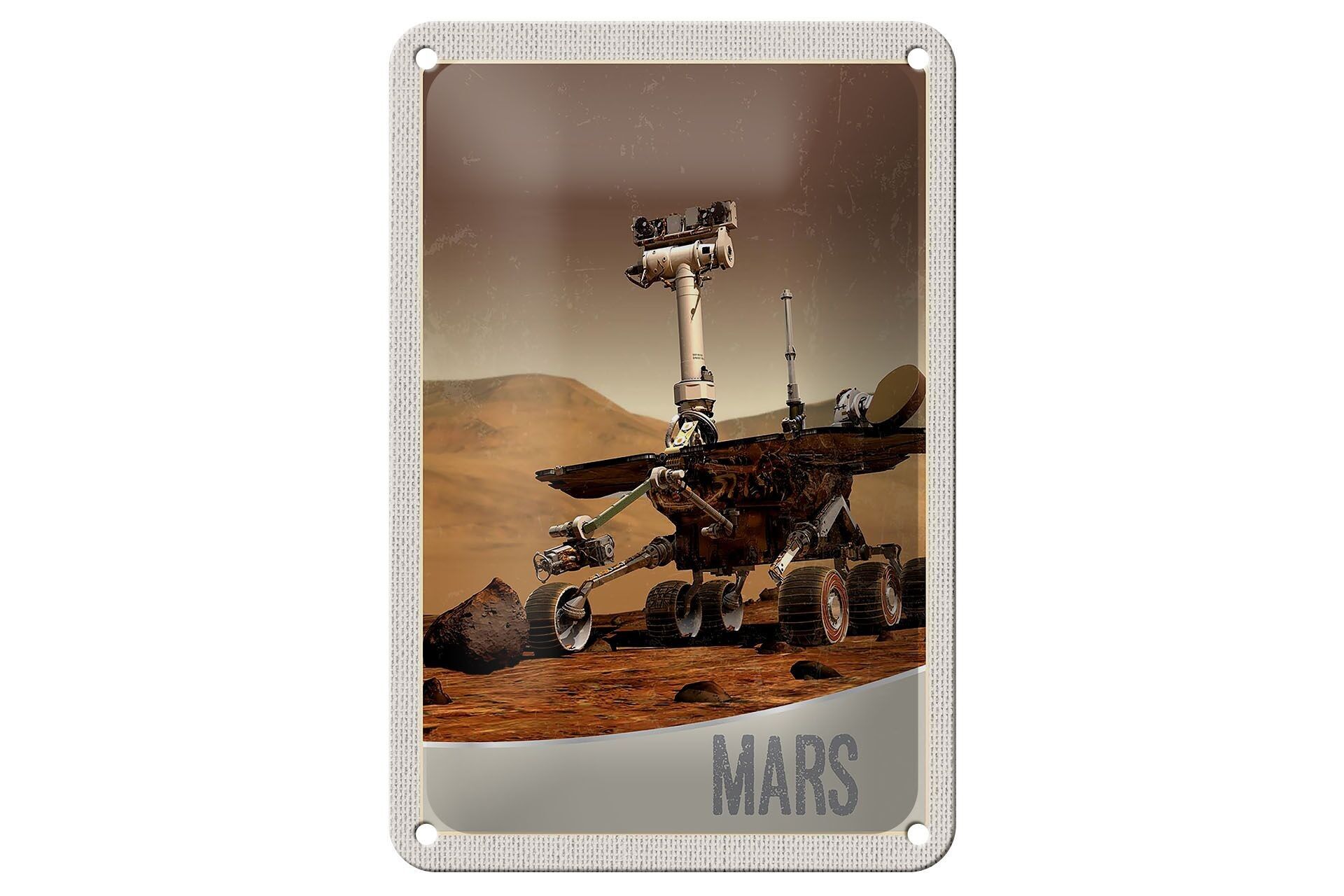 Targa in metallo da viaggio 12x18 cm Spazio Mars Rover Curiosity Galactic Sign