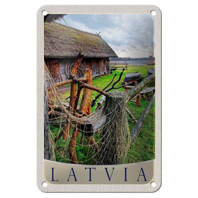 Targa in metallo da viaggio 12x18 cm Lettonia Nature Cottage Vacation Europe Sign