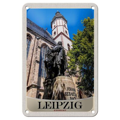 Cartel de chapa de viaje, 12x18cm, escultura de Leipzig, cartel de Johann Sebastian Bach