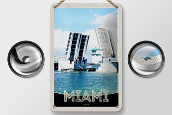 Signe de voyage en étain, 12x18cm, Miami, amérique, états-unis, pont, navires, signe de mer 2