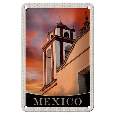Blechschild Reise 12x18cm Mexiko Amerika USA Mittelalter Kirche Schild