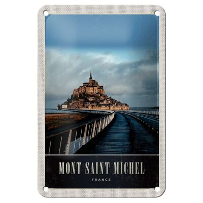 Blechschild Reise 12x18cm Mont Saint Michel Frankreich Burg Schild