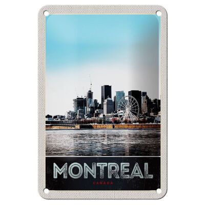 Cartel de chapa de viaje, 12x18cm, Montreal, Canadá, noria, río, ciudad