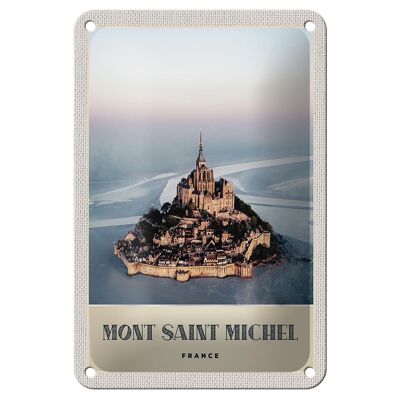 Cartel de chapa de viaje, 12x18cm, Mont Saint Michel, Francia, cartel de la ciudad