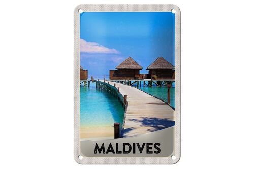 Blechschild Reise 12x18cm Malediven Insel Urlaub Meer Schild
