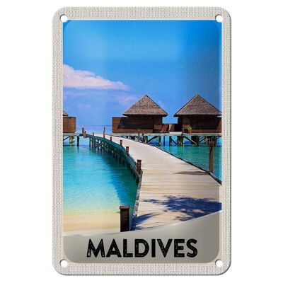Blechschild Reise 12x18cm Malediven Insel Urlaub Meer Schild