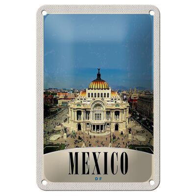 Cartel de chapa de viaje, 12x18cm, México, América, EE. UU., cartel de edificio medieval