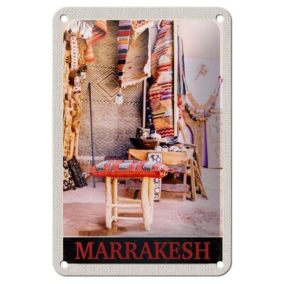 Targa in metallo da viaggio 12x18 cm Marrakech Marocco Cultura Vacanza Segno