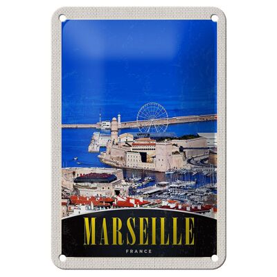 Blechschild Reise 12x18cm Marseille Frankreich Stadt Riesenrad Schild