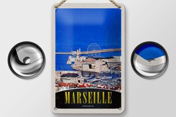 Panneau de voyage en étain, 12x18cm, panneau de grande roue de la ville de Marseille France 2