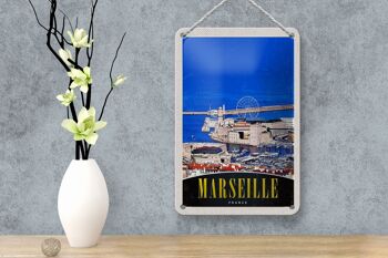 Panneau de voyage en étain, 12x18cm, panneau de grande roue de la ville de Marseille France 4