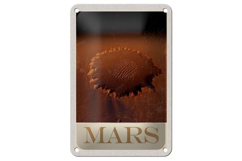 Blechschild Reise 12x18cm Mars Weltraum Abdruck roter Planet Schild