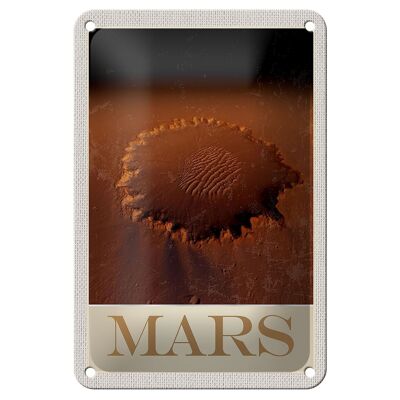 Blechschild Reise 12x18cm Mars Weltraum Abdruck roter Planet Schild