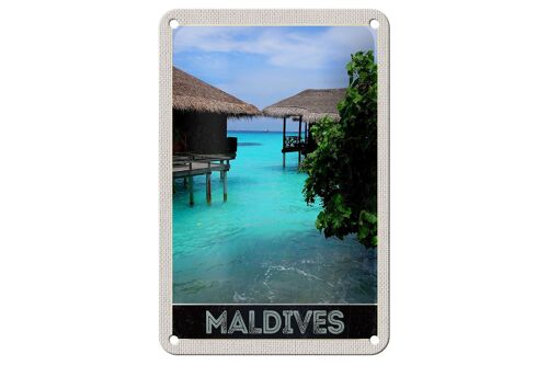 Blechschild Reise 12x18cm Malediven Insel Meer Sonne Schild