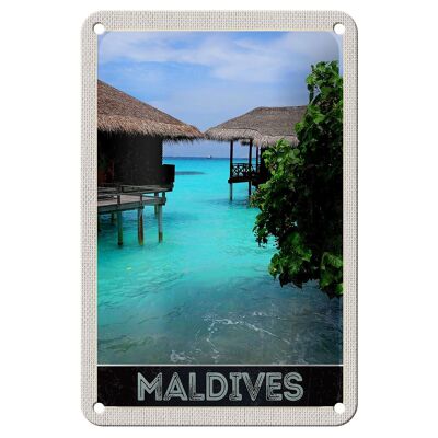 Targa in metallo da viaggio 12x18 cm. Targa con sole, isola delle Maldive