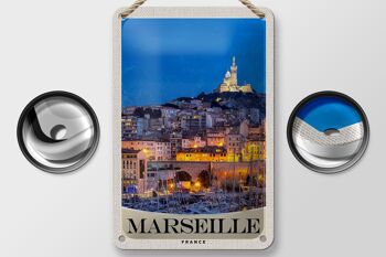 Panneau de voyage en étain 12x18cm, panneau de nuit d'église de Marseille France 2