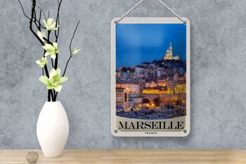 Panneau de voyage en étain 12x18cm, panneau de nuit d'église de Marseille France 4