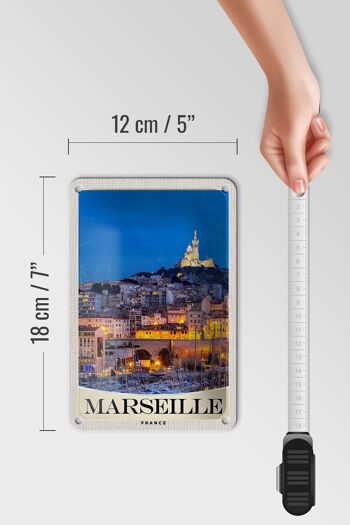 Panneau de voyage en étain 12x18cm, panneau de nuit d'église de Marseille France 5