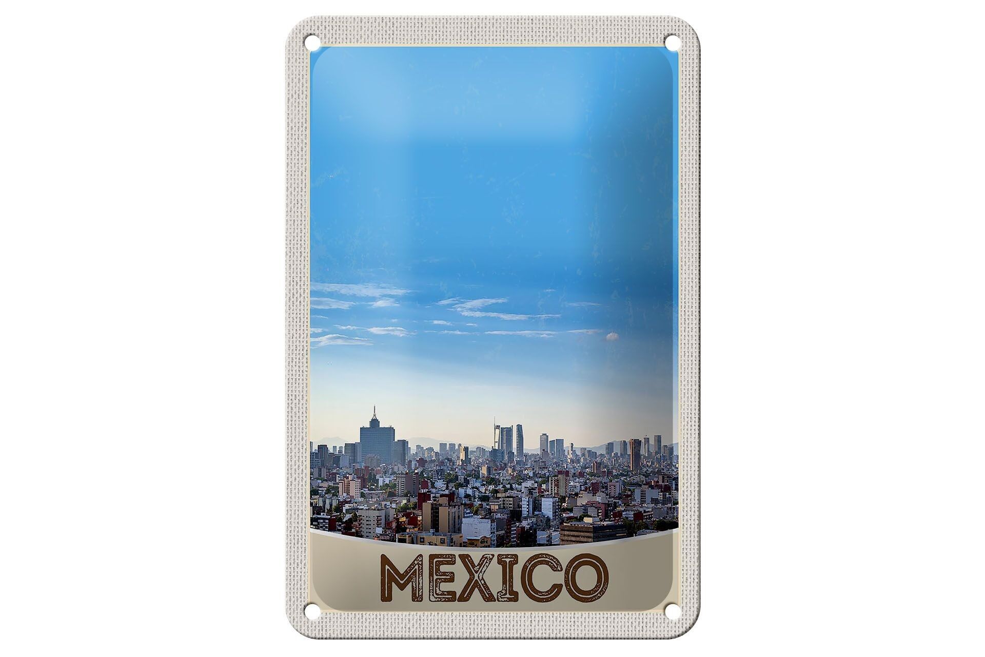 Cartel de chapa de viaje, 12x18cm, vista de México, América, EE. UU., señal de vacaciones