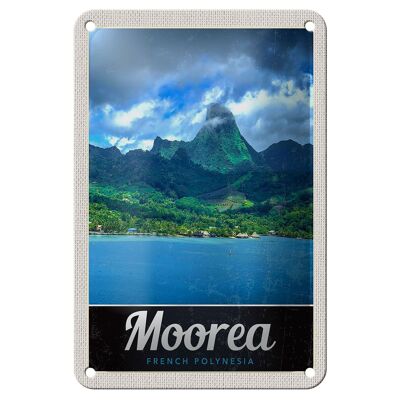 Cartel de chapa de viaje, 12x18cm, Moorea, Polinesia Francesa, isla