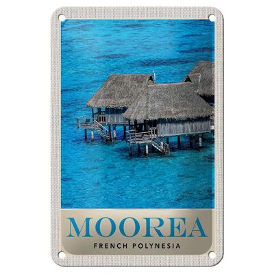 Targa in metallo da viaggio 12x18 cm Moorea Island South Pacific Vacation Beach Sign