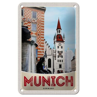 Blechschild Reise 12x18cm München Aussicht Architektur Stadt Schild
