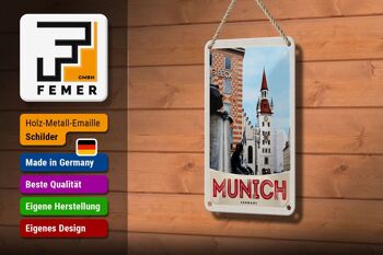 Panneau de voyage en étain, 12x18cm, vue de Munich, Architecture, signe de ville 3