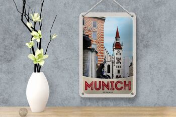 Panneau de voyage en étain, 12x18cm, vue de Munich, Architecture, signe de ville 4