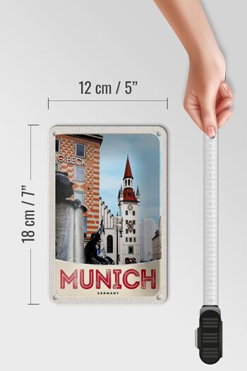 Panneau de voyage en étain, 12x18cm, vue de Munich, Architecture, signe de ville 5