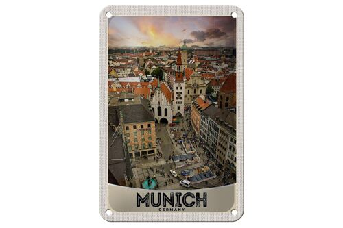 Blechschild Reise 12x18cm Ausblick auf München Deutschland Schild
