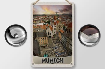 Panneau de voyage en étain, 12x18cm, vue de Munich, allemagne 2