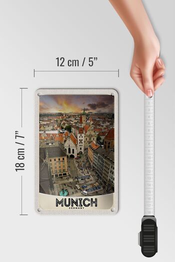 Panneau de voyage en étain, 12x18cm, vue de Munich, allemagne 5