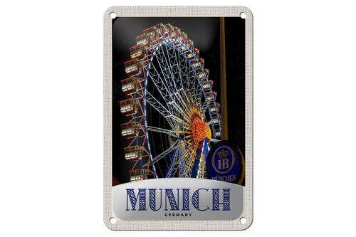Blechschild Reise 12x18cm München Oktoberfest Riesenrad Kirmes Schild