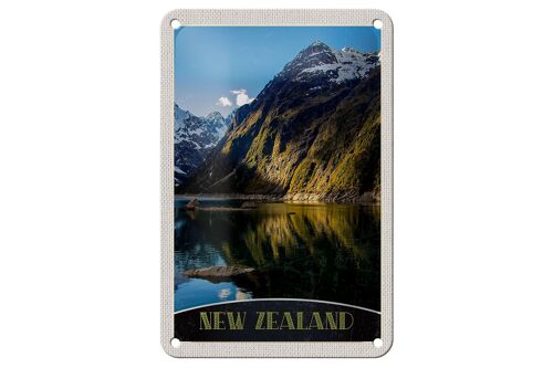 Blechschild Reise 12x18cm Neuseeland Meer Gebirge Natur Urlaub Schild
