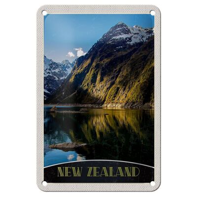 Letrero de hojalata para viajes, 12x18cm, Nueva Zelanda, mar, montañas, naturaleza, vacaciones