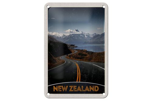Blechschild Reise 12x18cm Neuseeland Meer Straße Natur Urlaub Schild