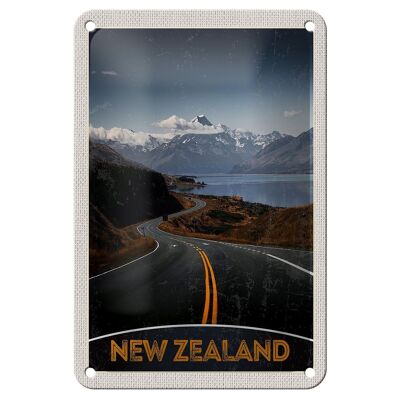 Targa in metallo da viaggio 12x18 cm Nuova Zelanda Sea Road Nature Vacation Sign
