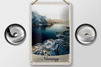 Panneau de voyage en étain 12x18cm, panneau de vacances en norvège, heure d'hiver, neige, mer 2