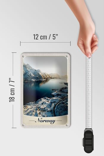 Panneau de voyage en étain 12x18cm, panneau de vacances en norvège, heure d'hiver, neige, mer 5