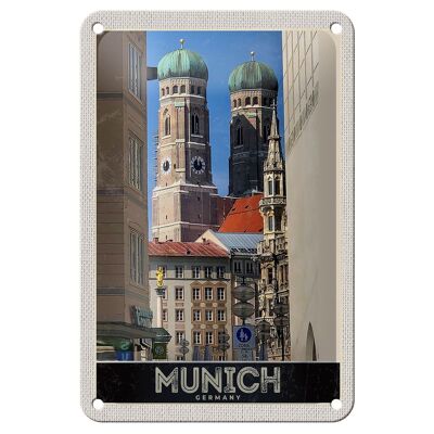 Blechschild Reise 12x18cm München Stadt Mittelalter Architektur Schild