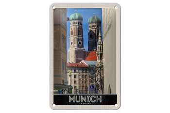 Panneau de voyage en étain 12x18cm, panneau d'architecture médiévale de la ville de Munich 1